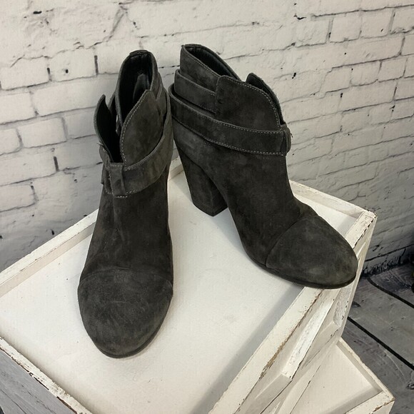 Rag & Bone Women Charcoal Leather Ankle Bootie Made Italy Size 38.5 US 8.5 Rck - Picture 3 of 12